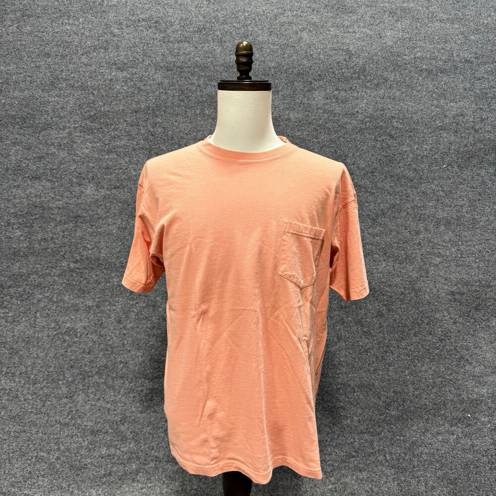 Vintage Bugle Boy Company T-Shirt Mens L Peach Salmon Pocket Tee 90s USA Style